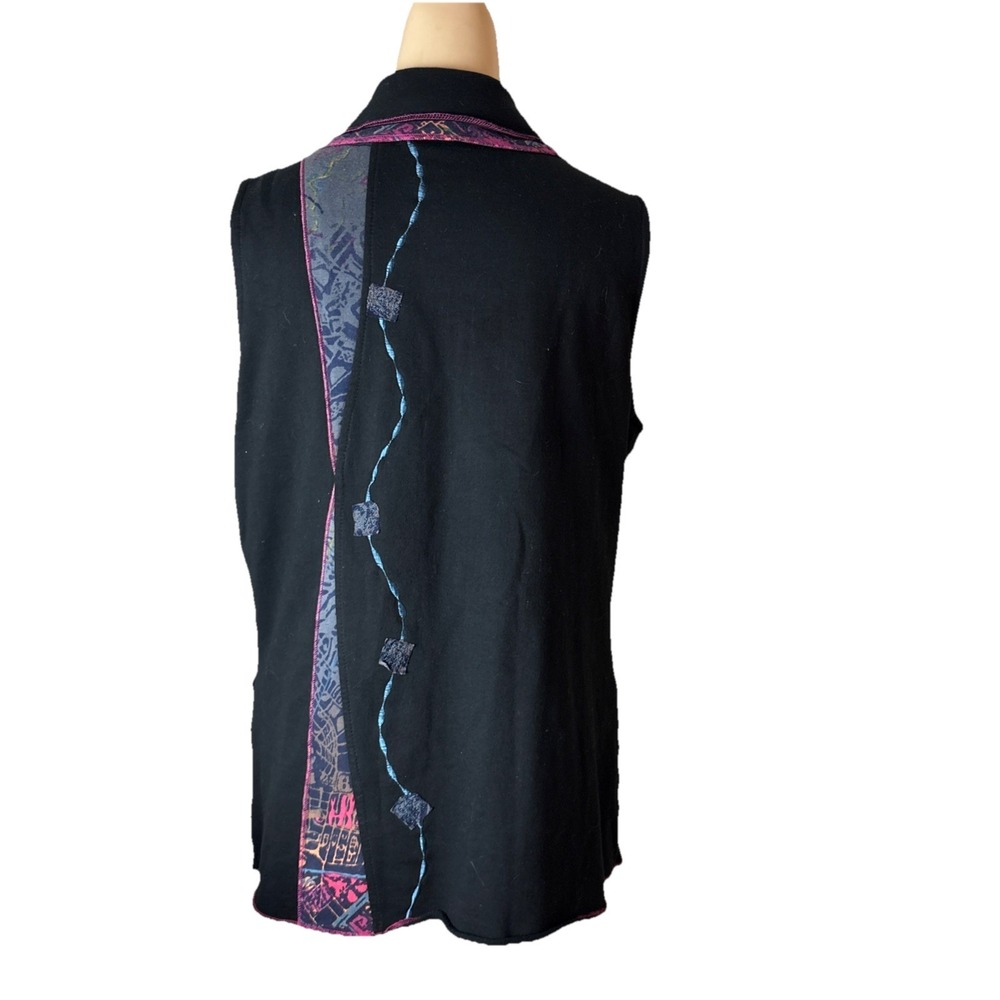 Parsley & Sage Vest Size Large Black Multi Patchwork artsy boho art to wear - Picture 5 of 9